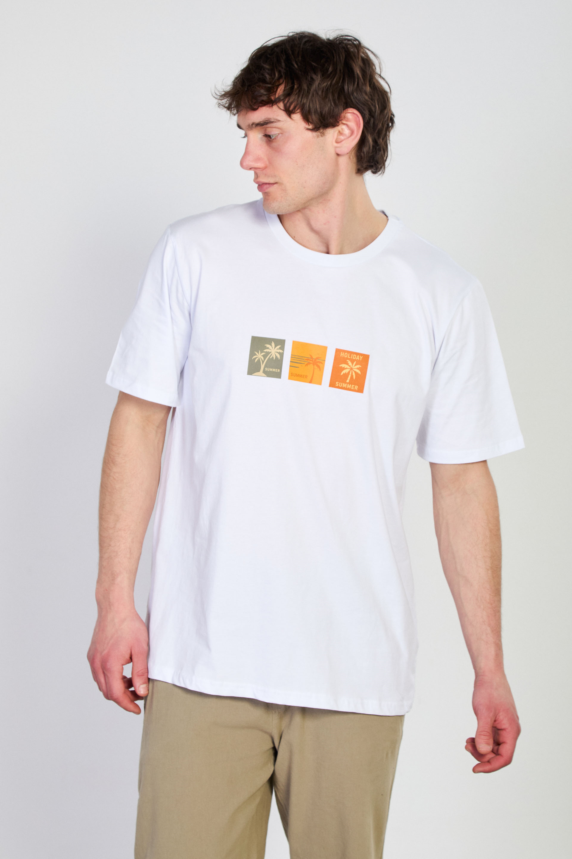 Erkek Summer Baskılı T-Shirt - Beyaz