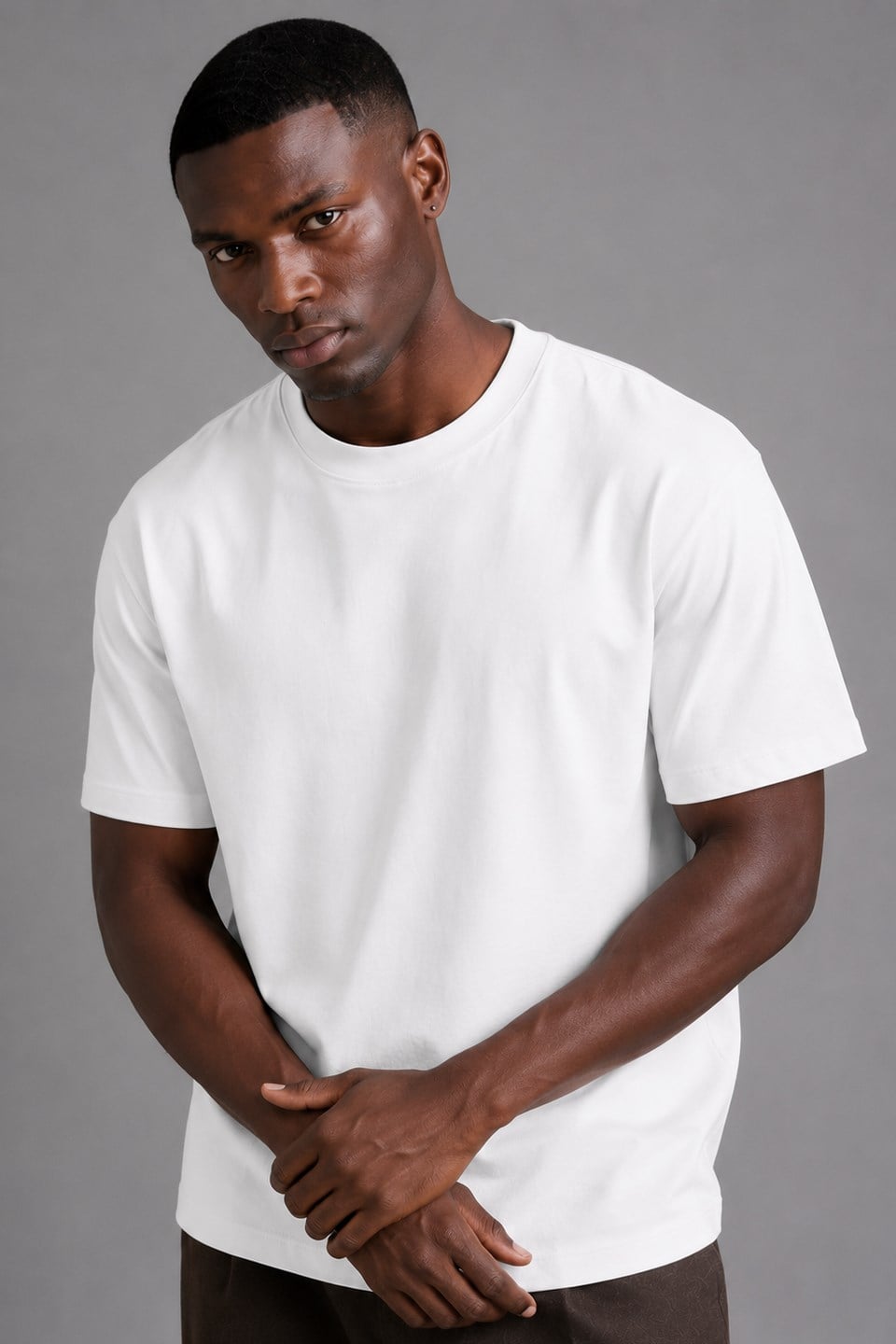 Erkek Yumuşak Dokulu Basic T-Shirt - Ekru