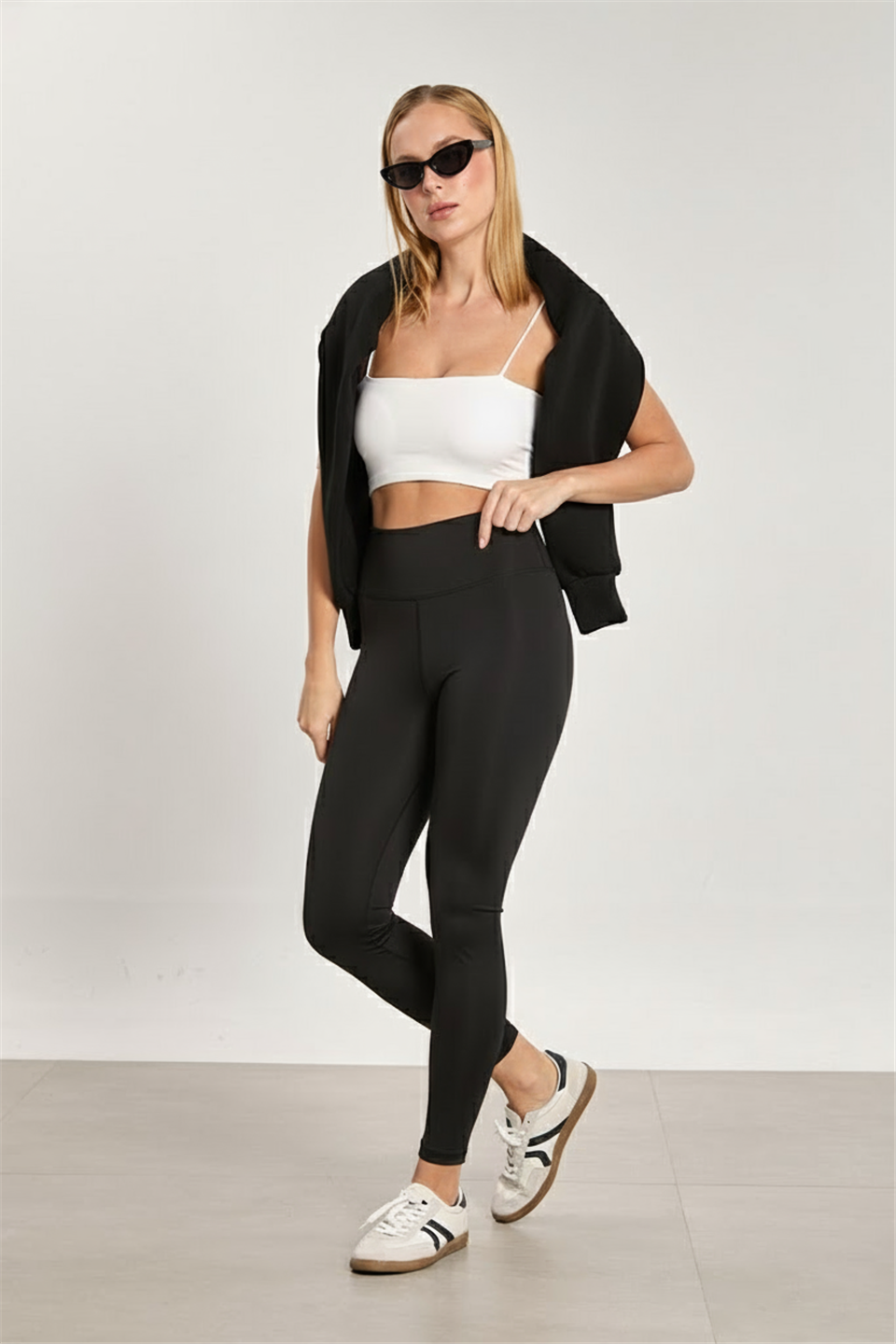 Kadın Yüksek Bel Dalgıç Tayt - Siyah