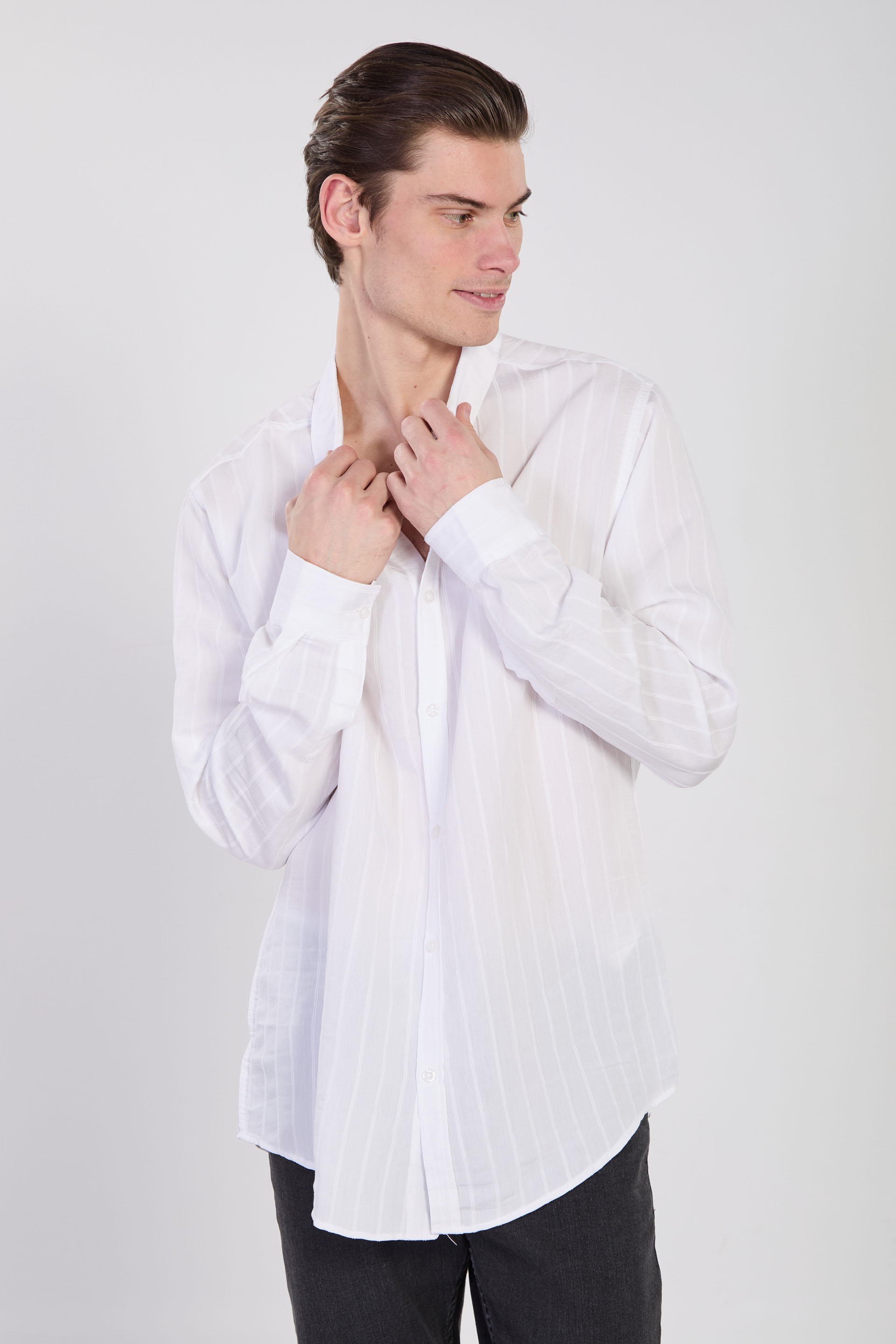 Erkek Çizgili Gömlek - Beyaz