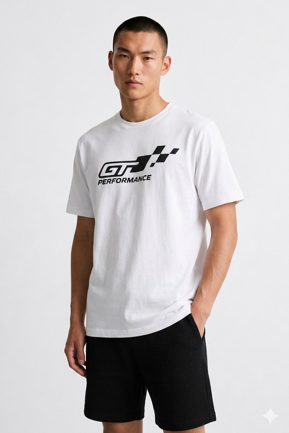 Erkek GT Performance Baskılı T-Shirt - Ekru