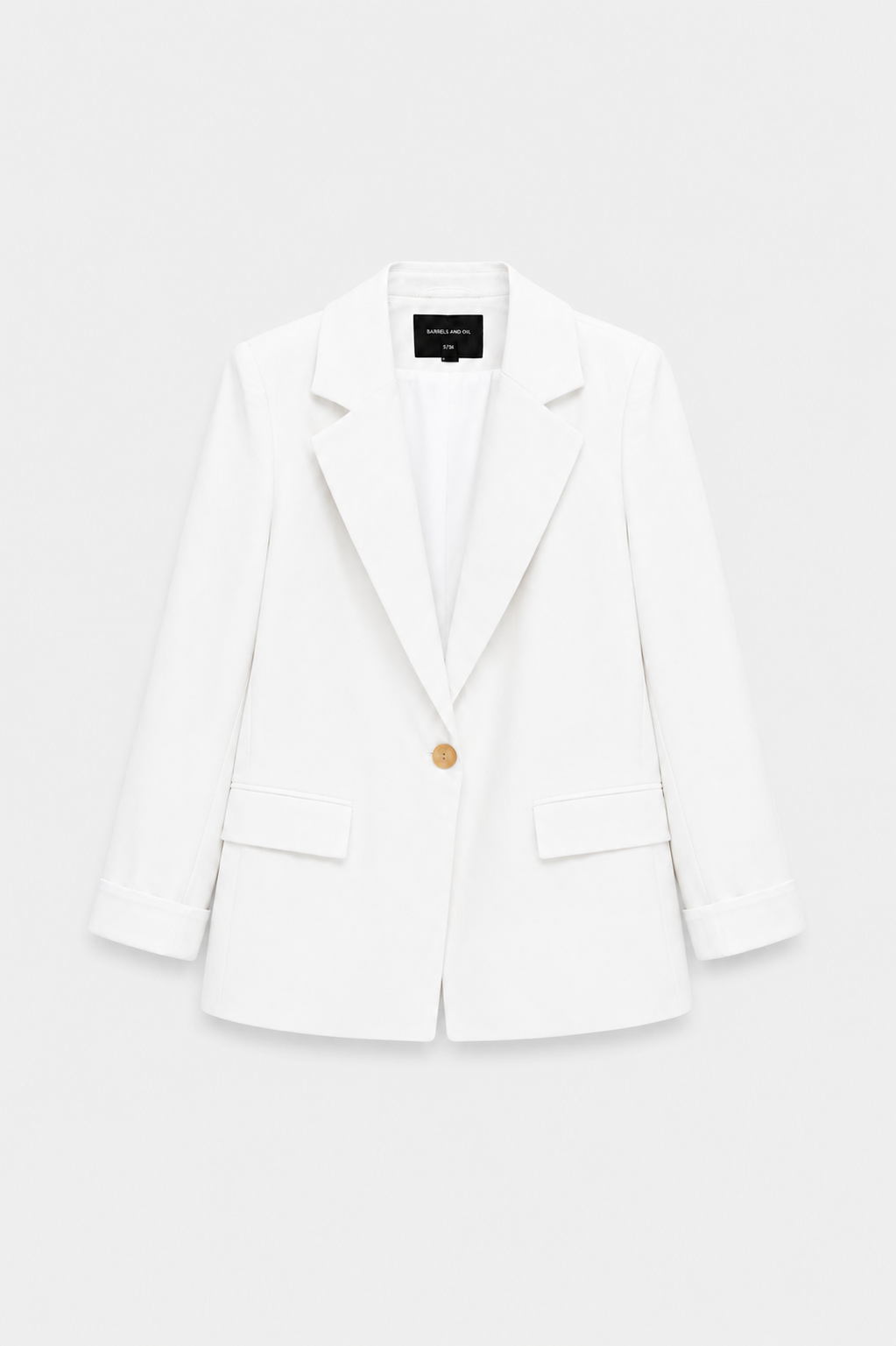 Kadın Kolları Çizgili Düğmeli Blazer Ceket - Beyaz
