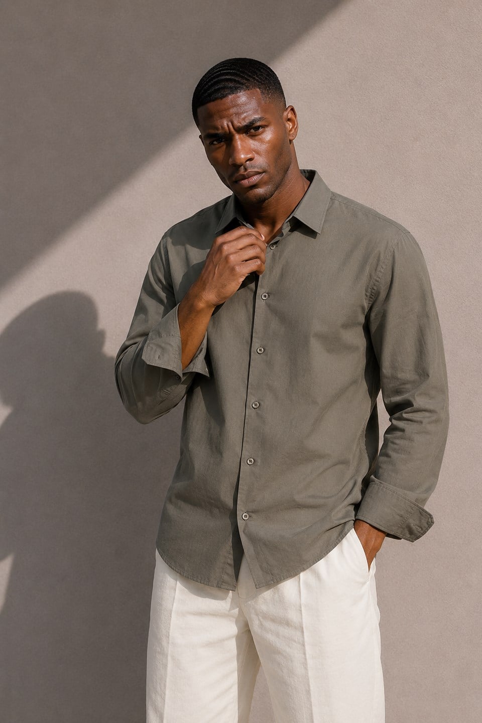 Erkek Regular Fit Uzun Kollu Bonita Gömlek - Olive