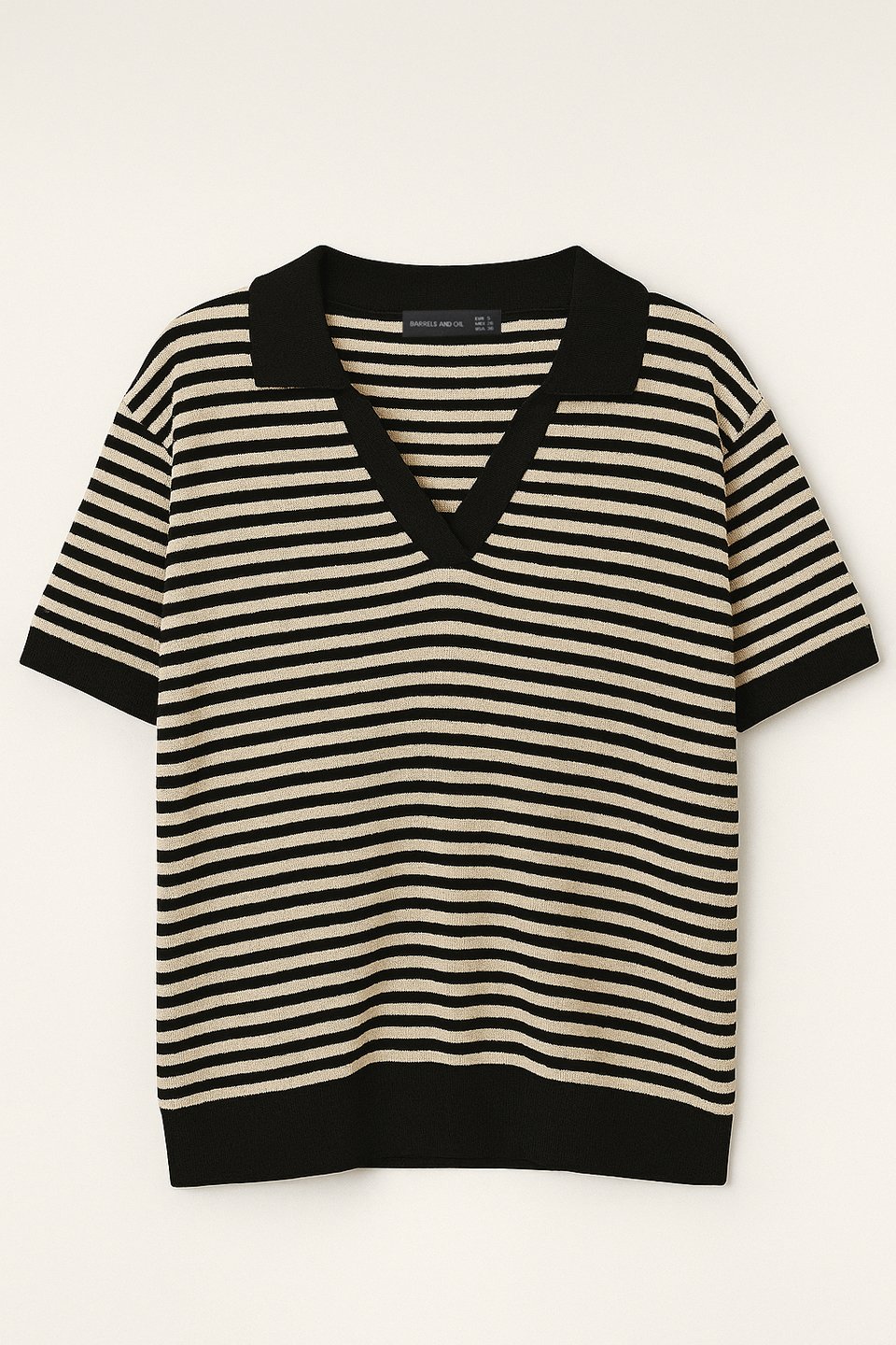 Çizgili polo yaka t-shirt-24011 Lacivert