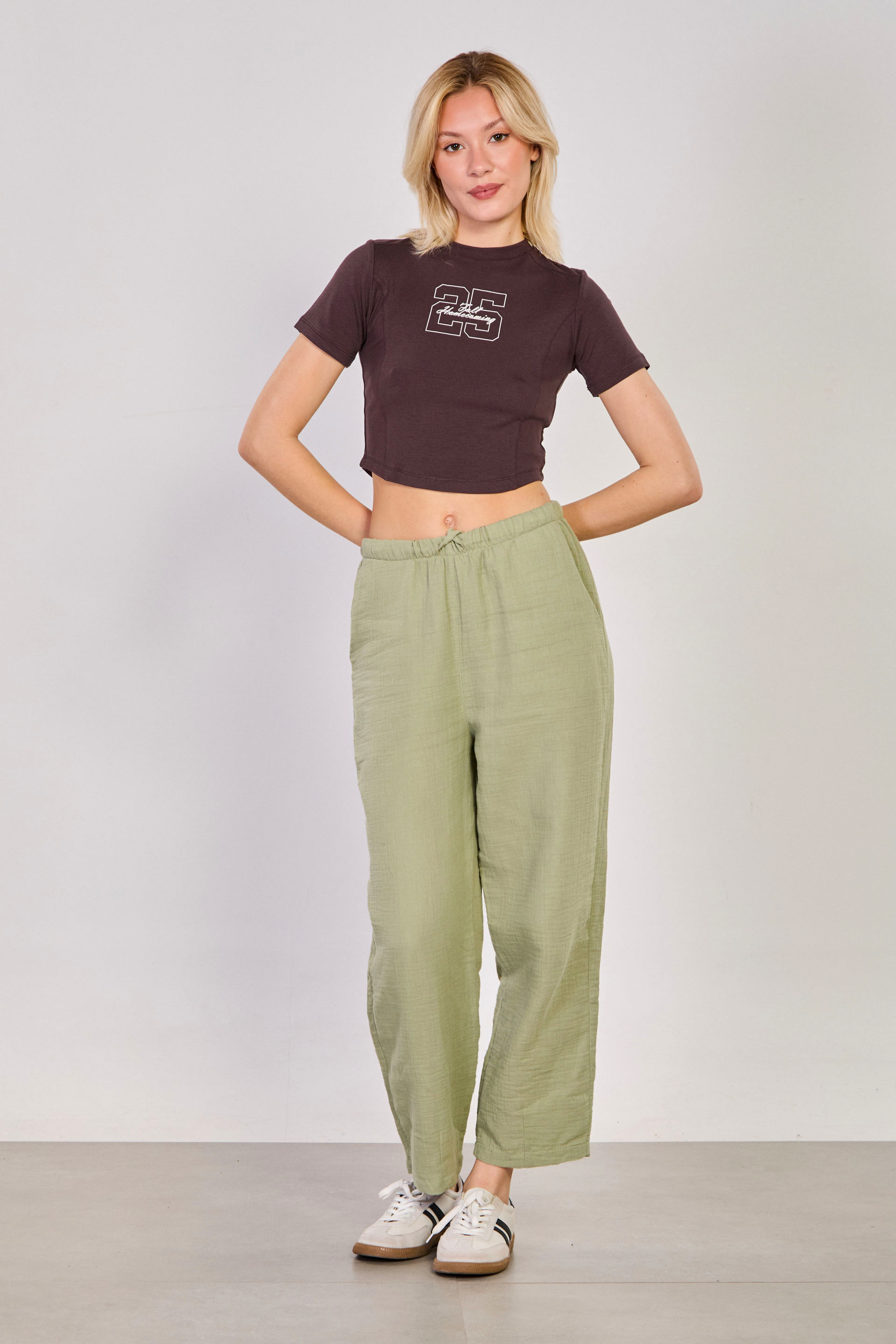 Kadın Beli Bağlamalı Havuç Pantolon - Olive