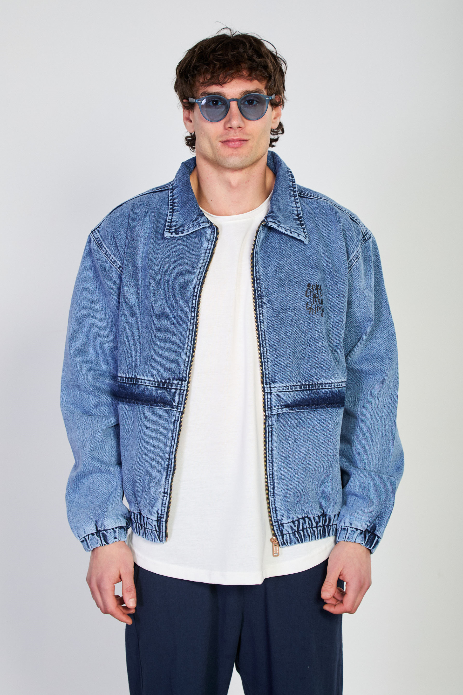 Erkek Beli Lastikli Fermuar Polo Yaka Ceket - Buz Kar Y.