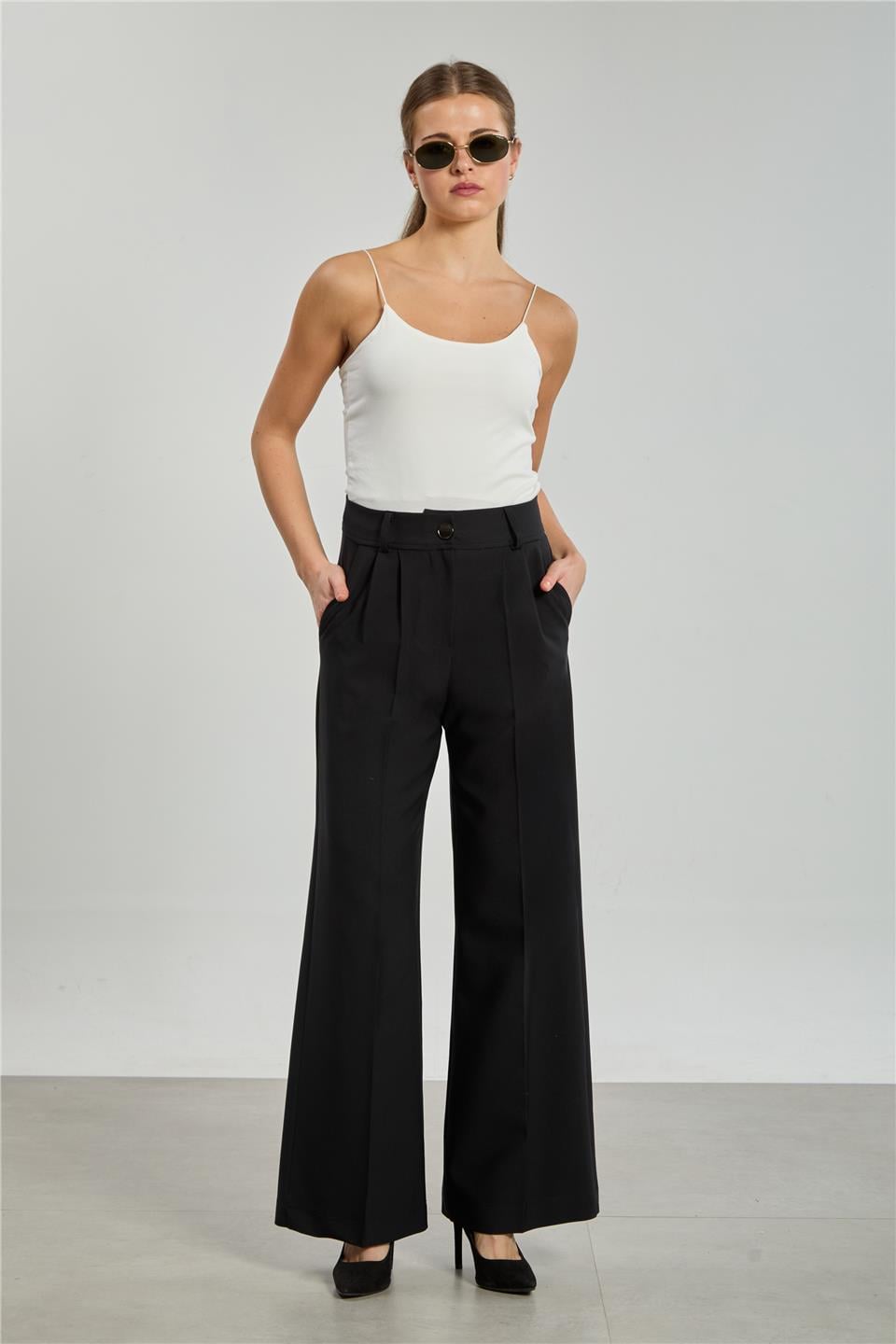 Double palazzo pantolon-2450 Siyah