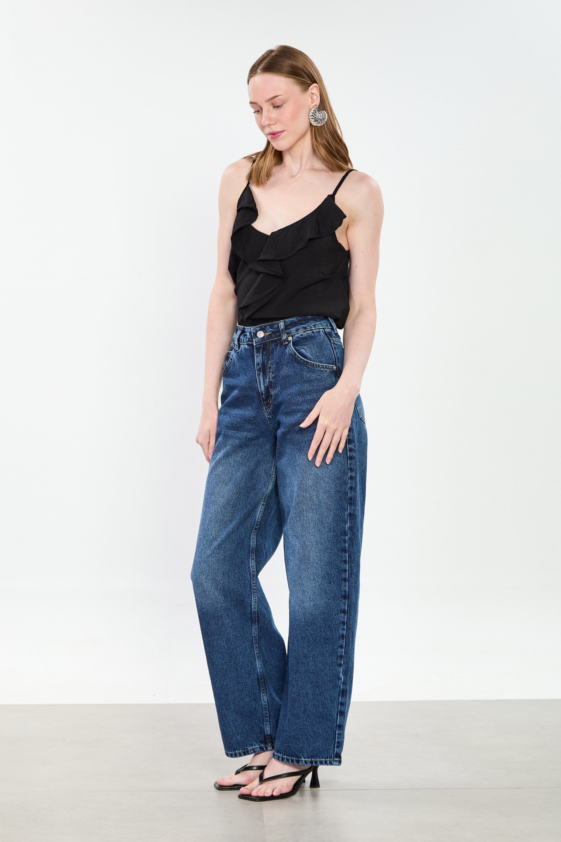 Kadın Balon Jean Pantolon - Mavi