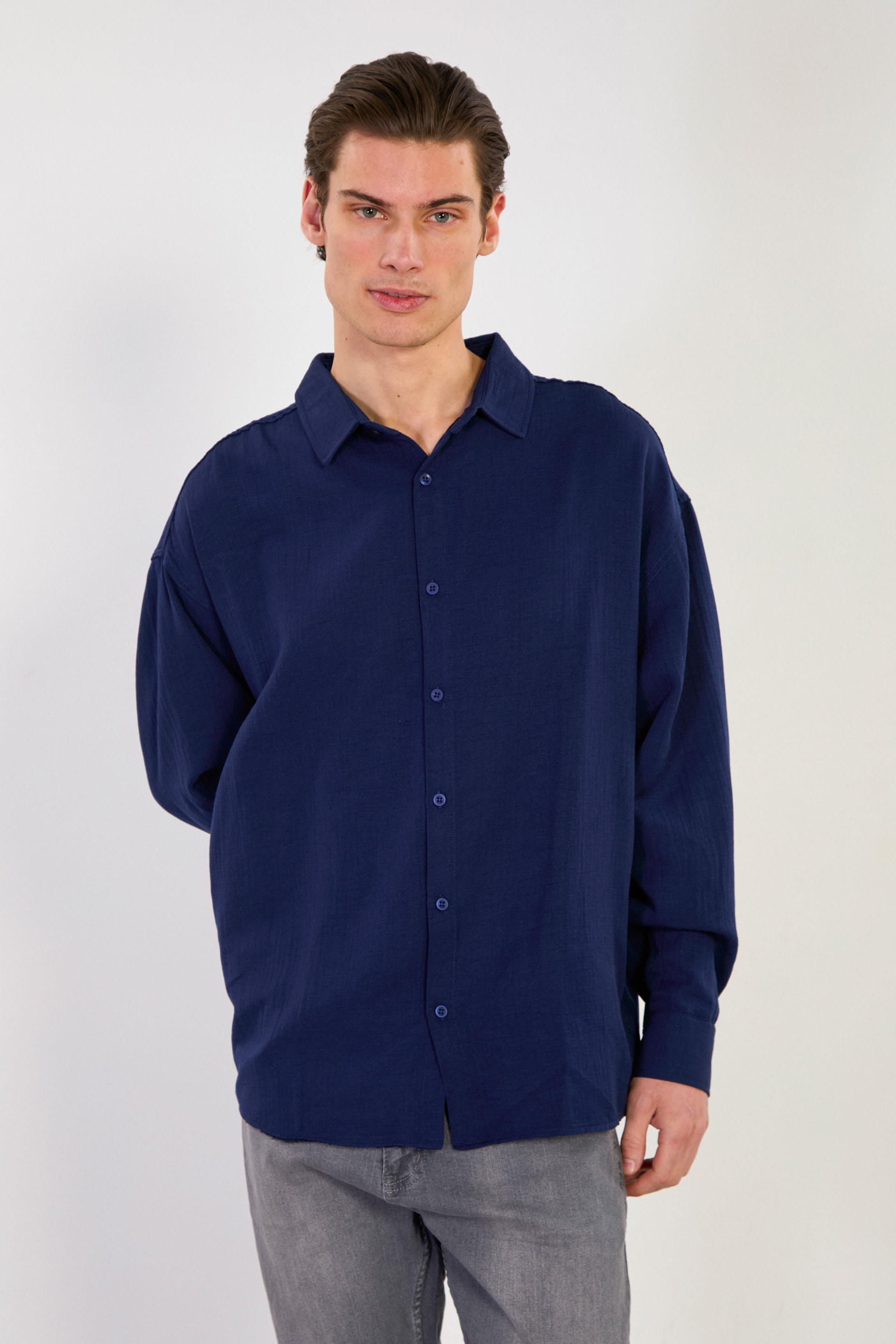 Erkek Regular Fit Klasik Gömlek - Lacivert