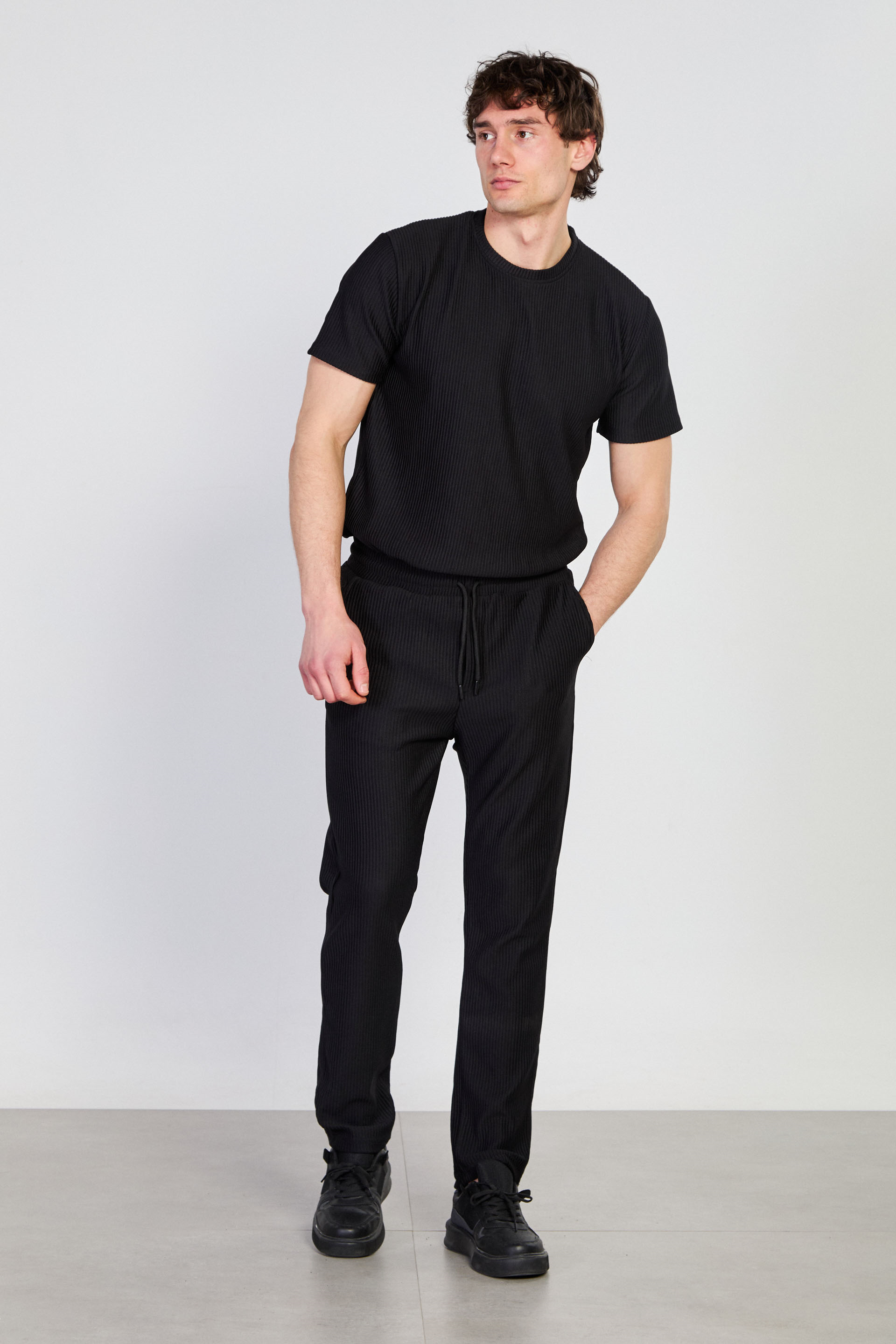 Erkek Fitilli Pantolon - Siyah