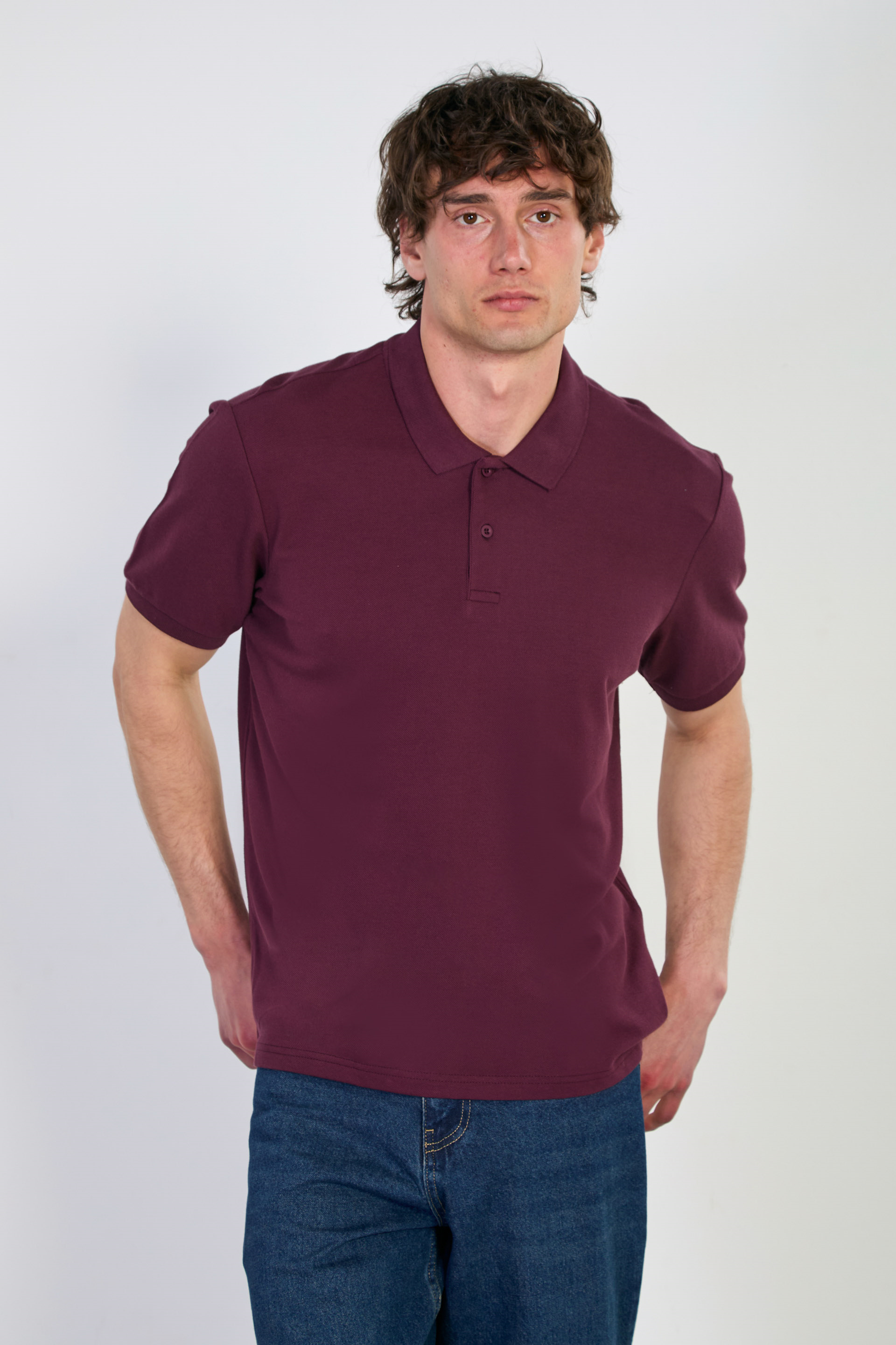 Erkek Polo Yaka Pike T-Shirt - Vişne