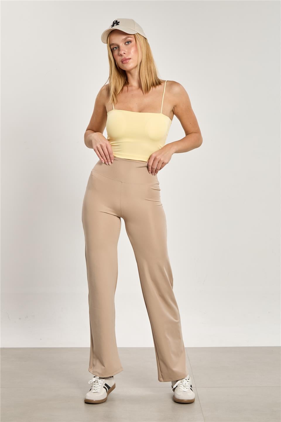Kadın Yüksek Bel Palazzo Tayt - Taş Rengi
