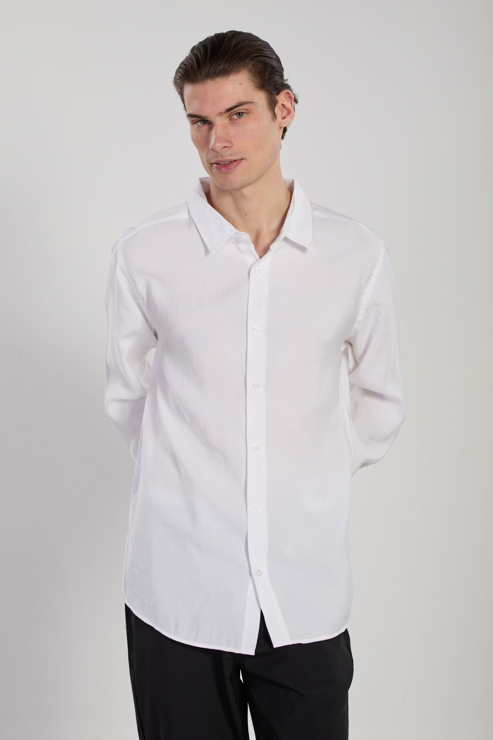 Erkek Oversize Modal Gömlek - Beyaz