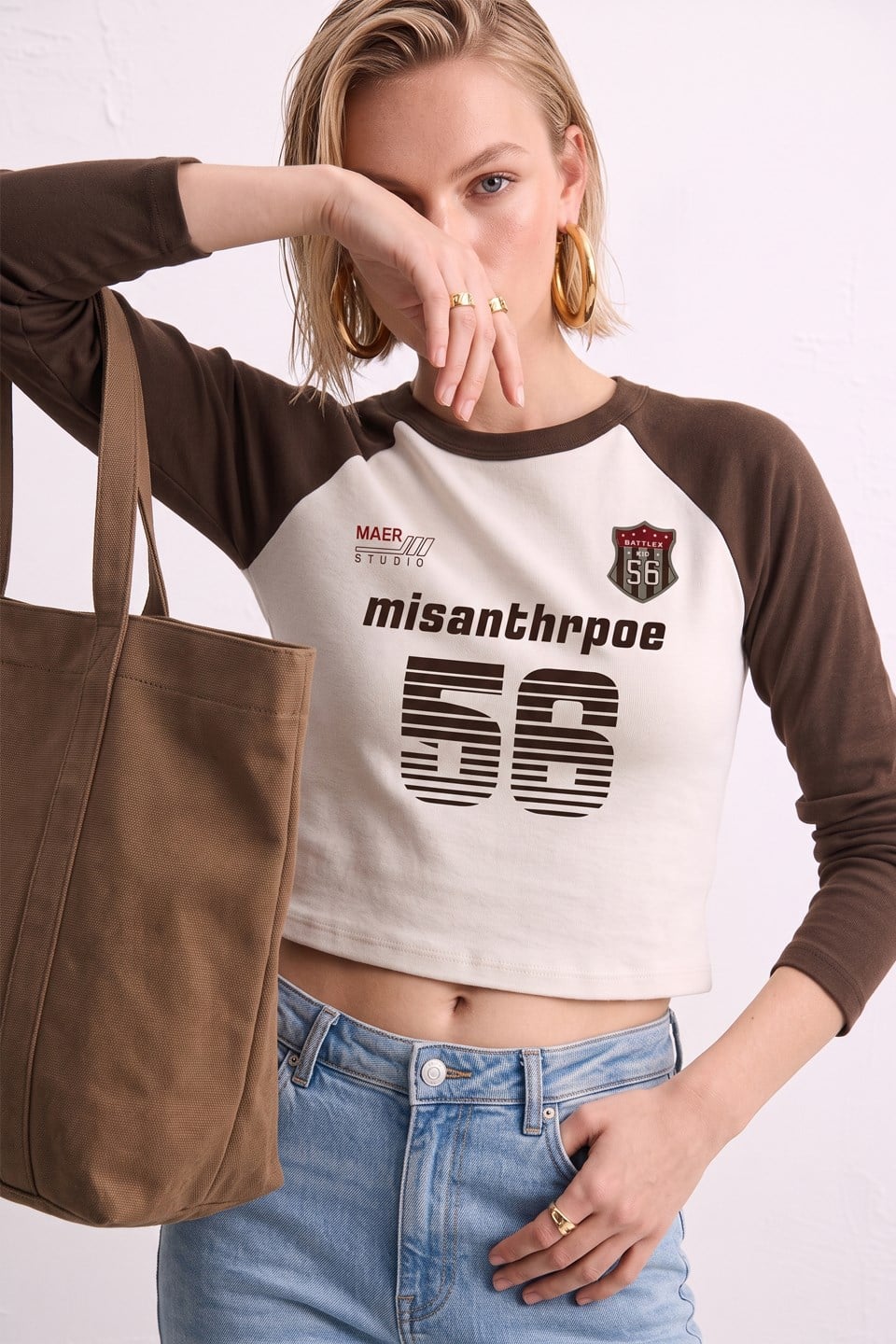 Kadın Misanthrpoe Baskılı Reglan Kol Body - A.Kahve
