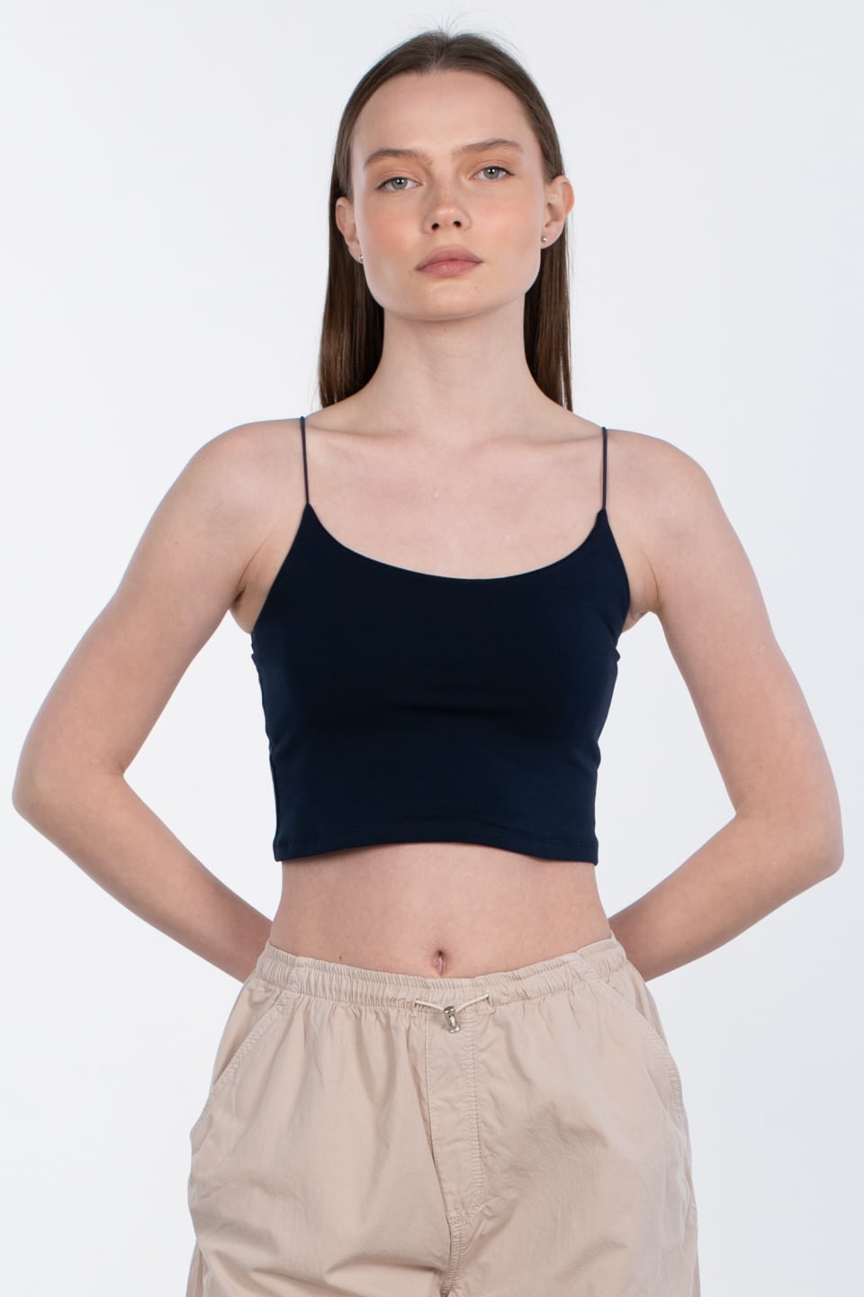 İp askılı crop body-R947 Lacivert