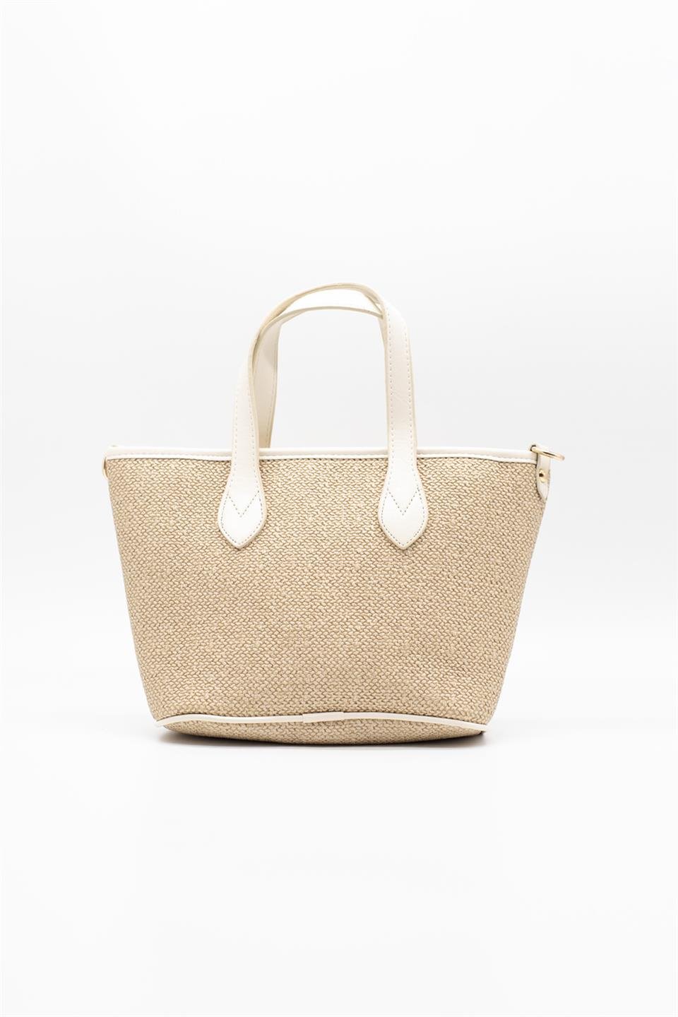 Kadın Hasır Kol Çantası - Bej