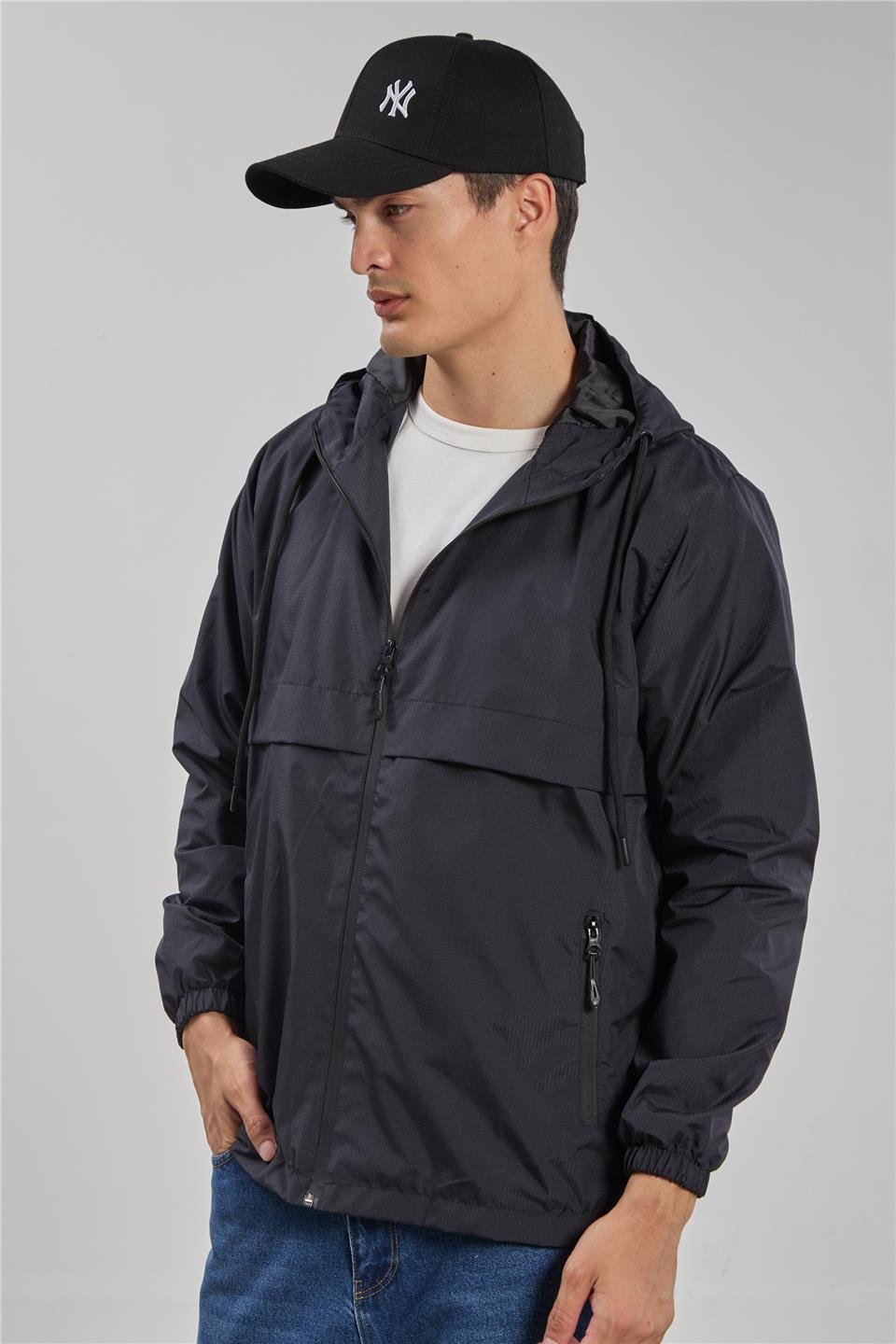 Kapüşonlu teknik mont-3438 Lacivert