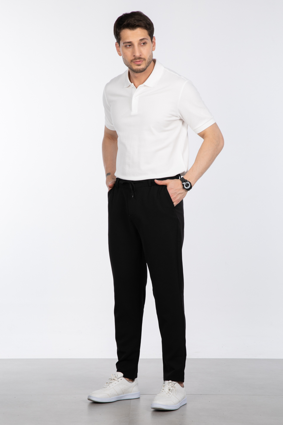 Pileli salaş kumaş pantolon-7003 Siyah