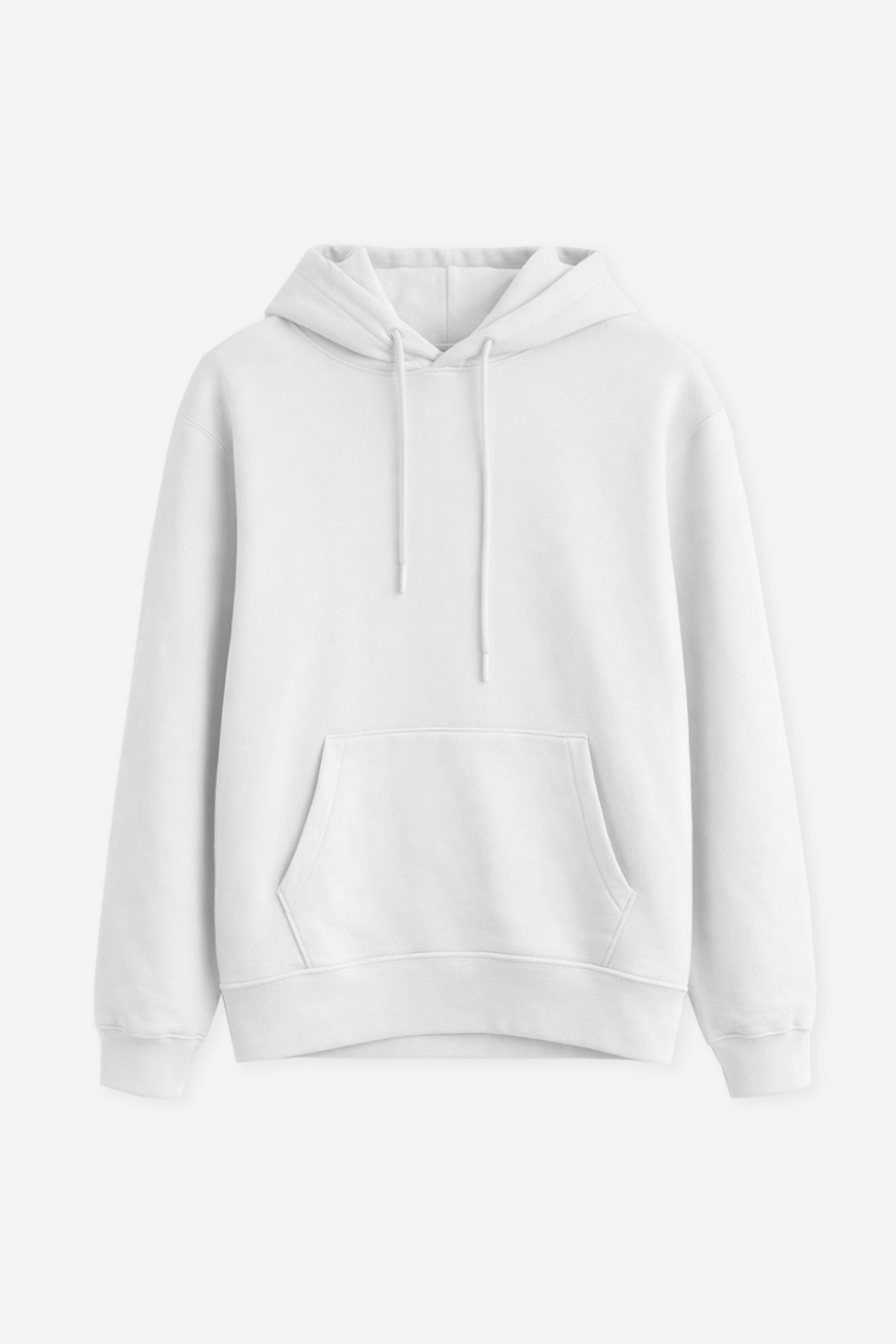 Erkek Kanguru Cep Kapüşonlu Sweatshirt - Beyaz