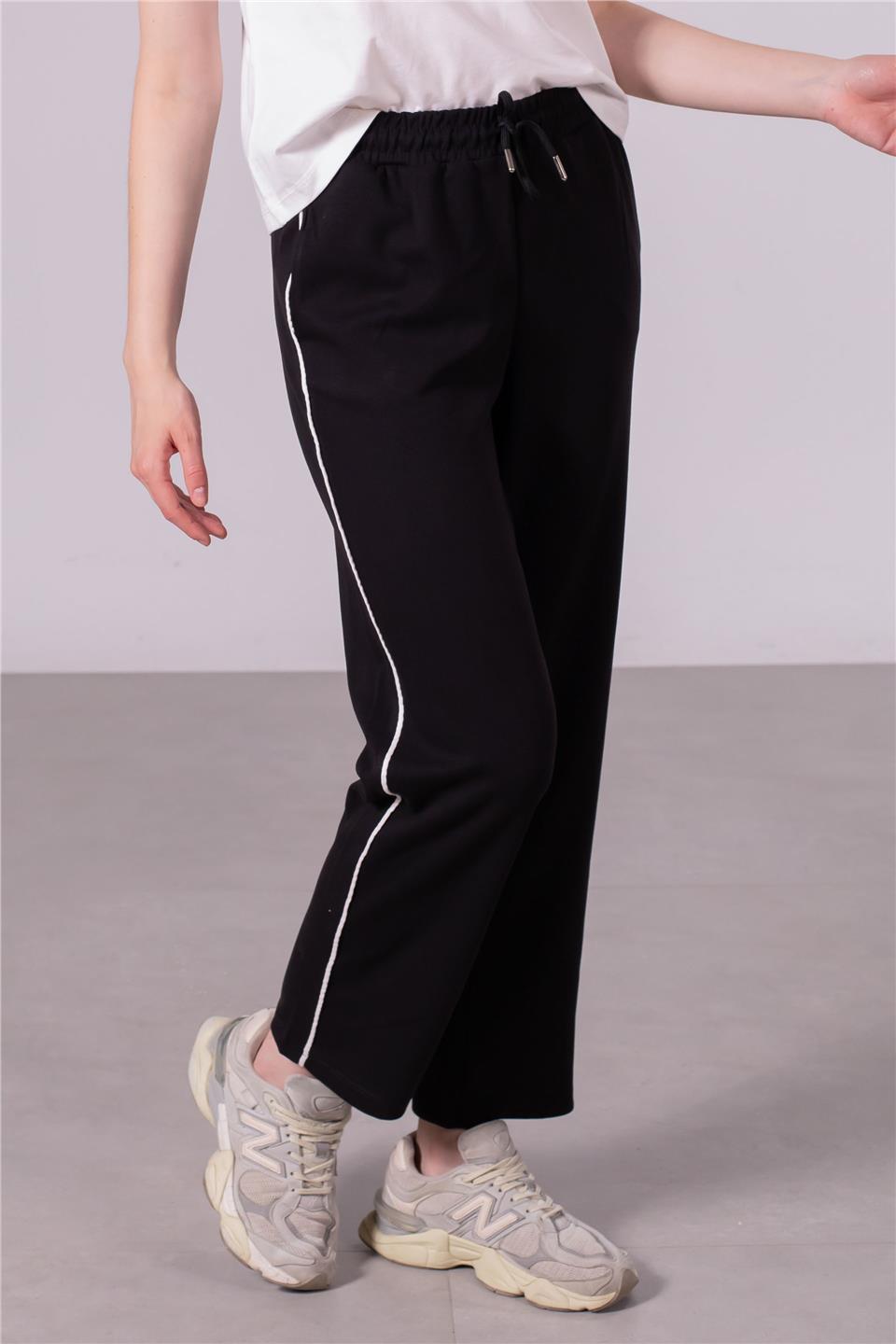 Kadın Ara Biye Cepli Pantolon - Siyah