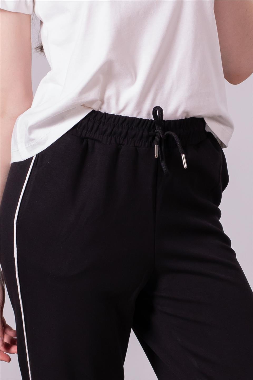 Kadın Ara Biye Cepli Pantolon - Siyah