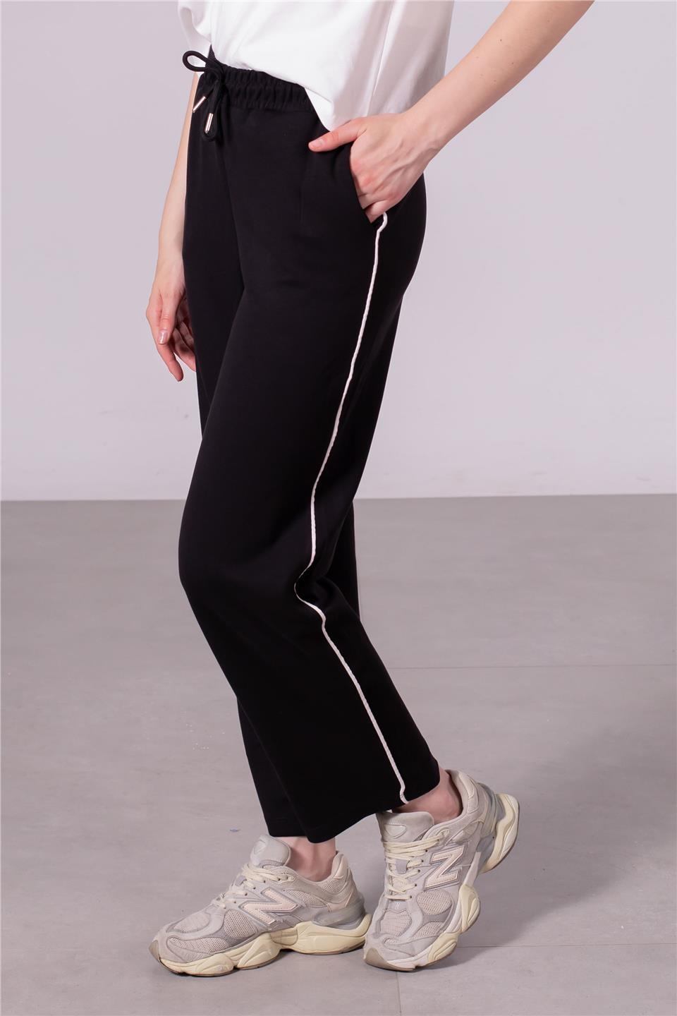 Kadın Ara Biye Cepli Pantolon - Siyah