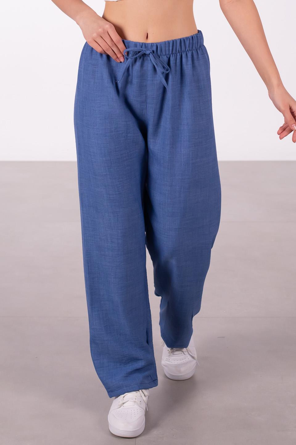 Kadın Bağlamalı Salaş Pantolon - İndigo