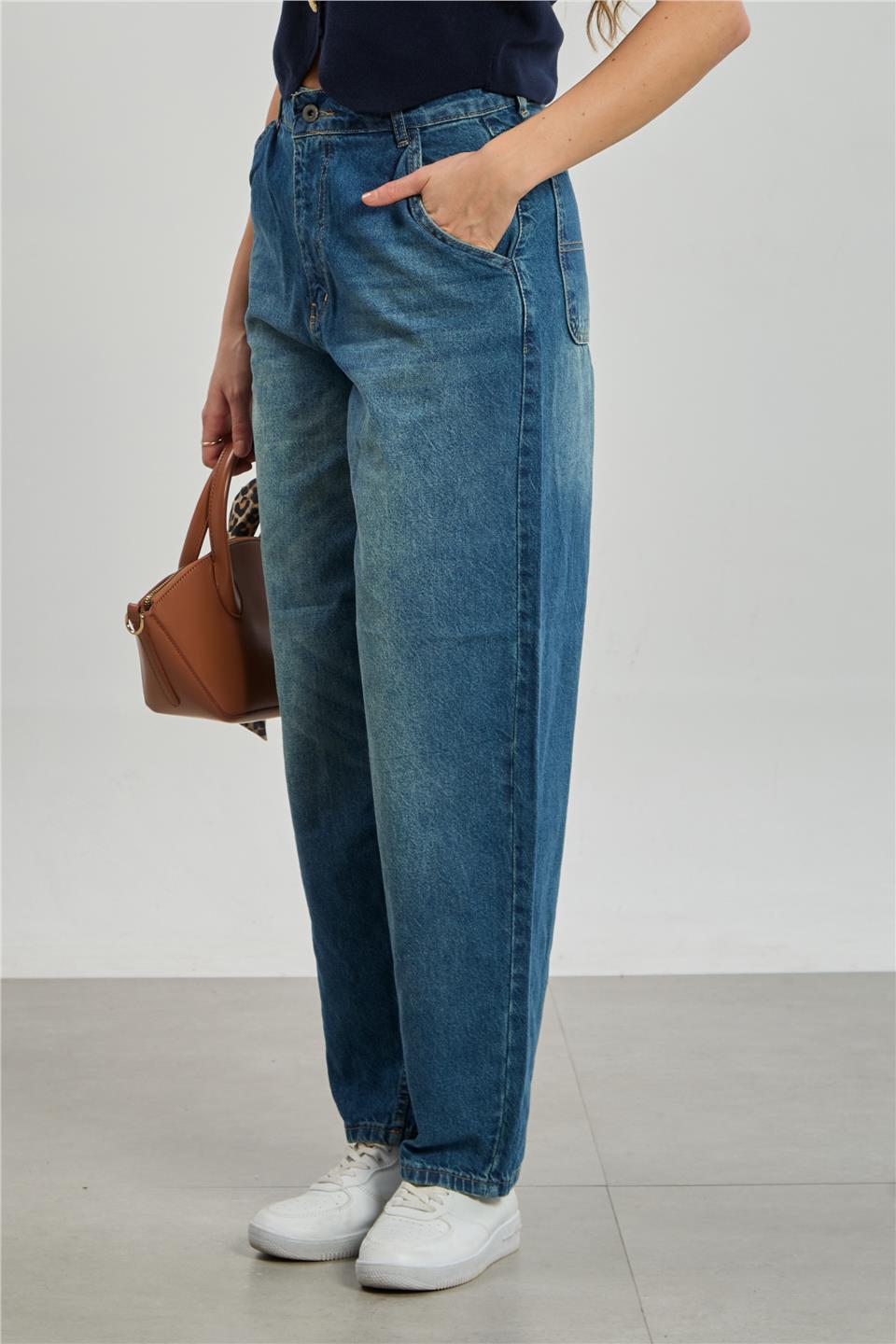 Kadın Balon Jean Pantolon - Yeşil Tint 