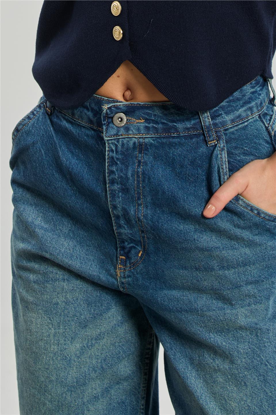 Kadın Balon Jean Pantolon - Yeşil Tint 