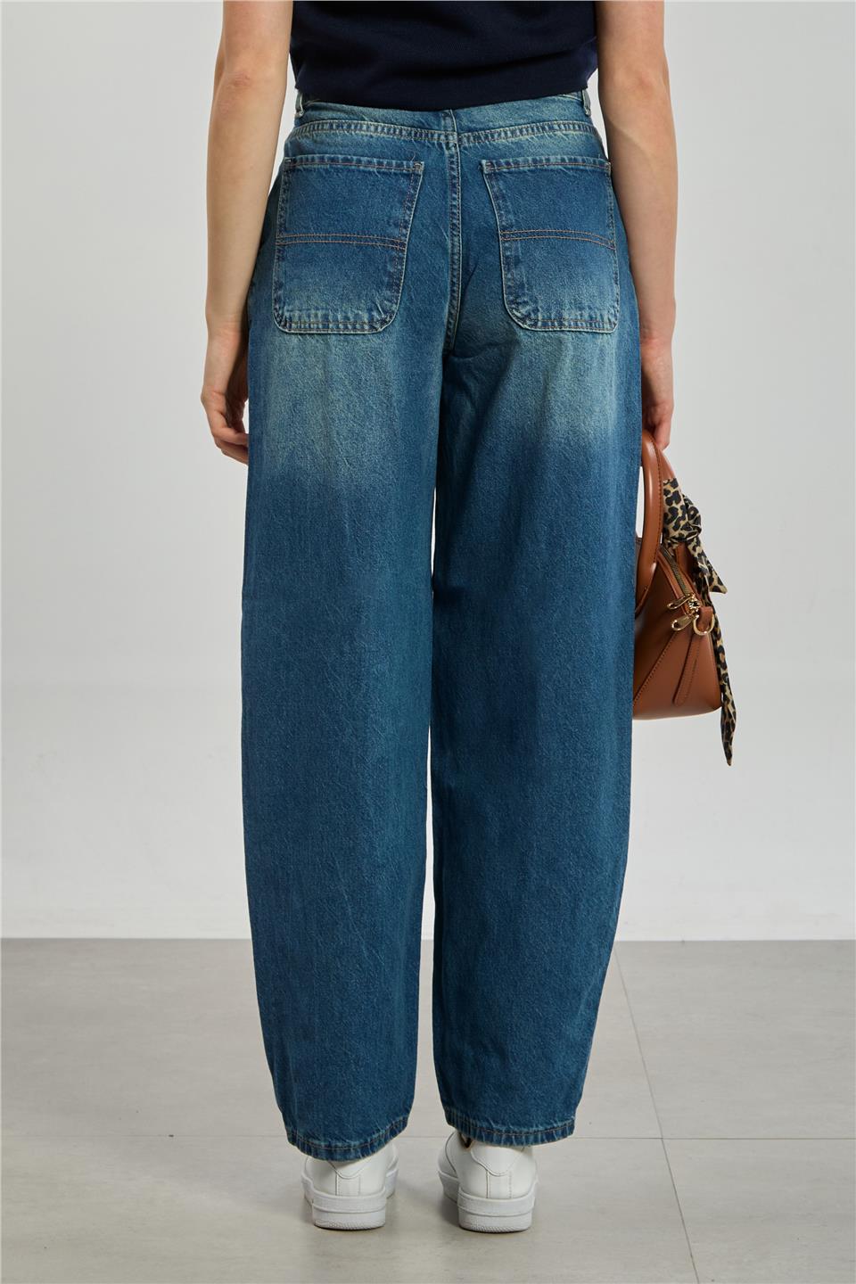 Kadın Balon Jean Pantolon - Yeşil Tint 