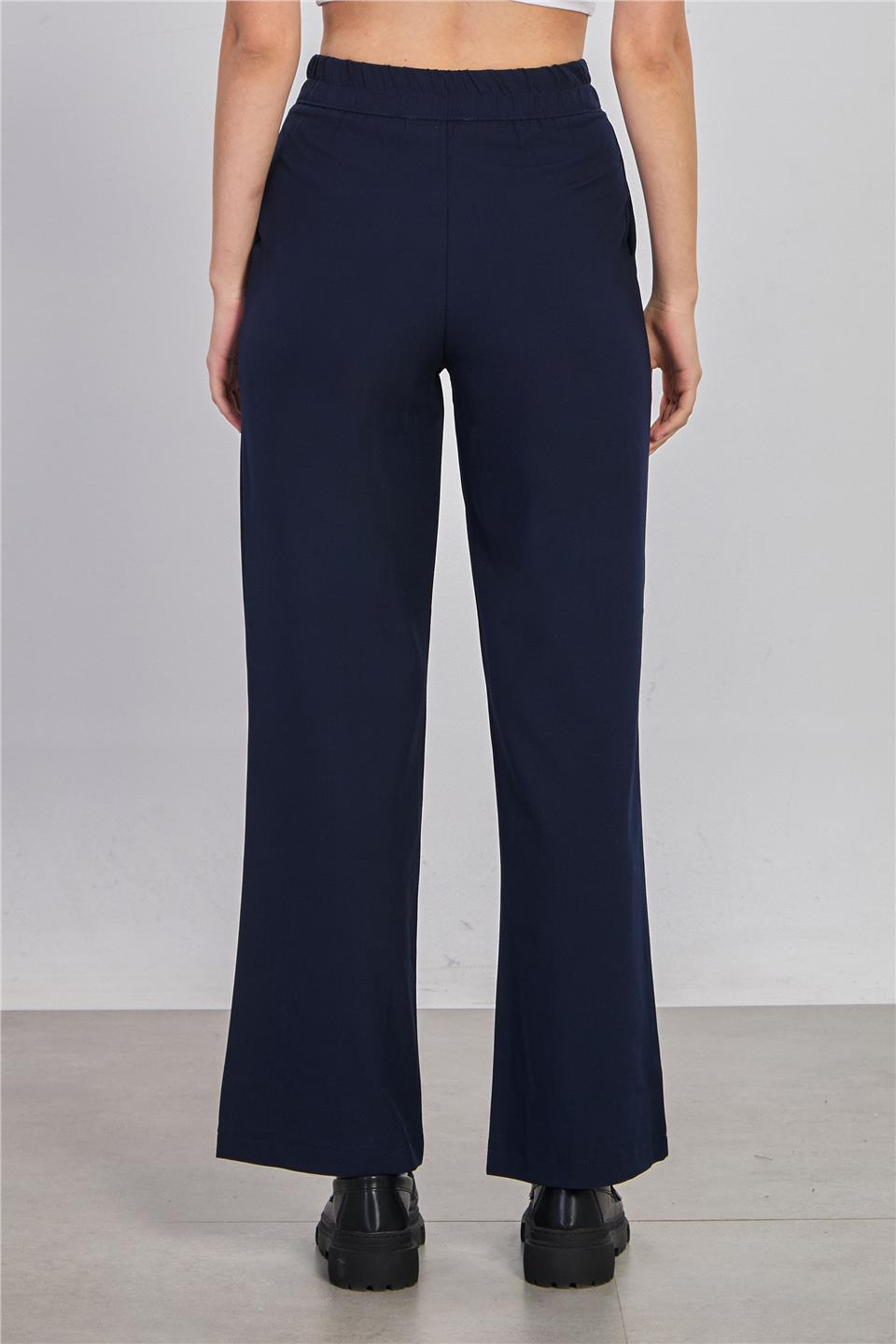 Kadın Beli Cırtlı Kumaş Pantolon - Lacivert