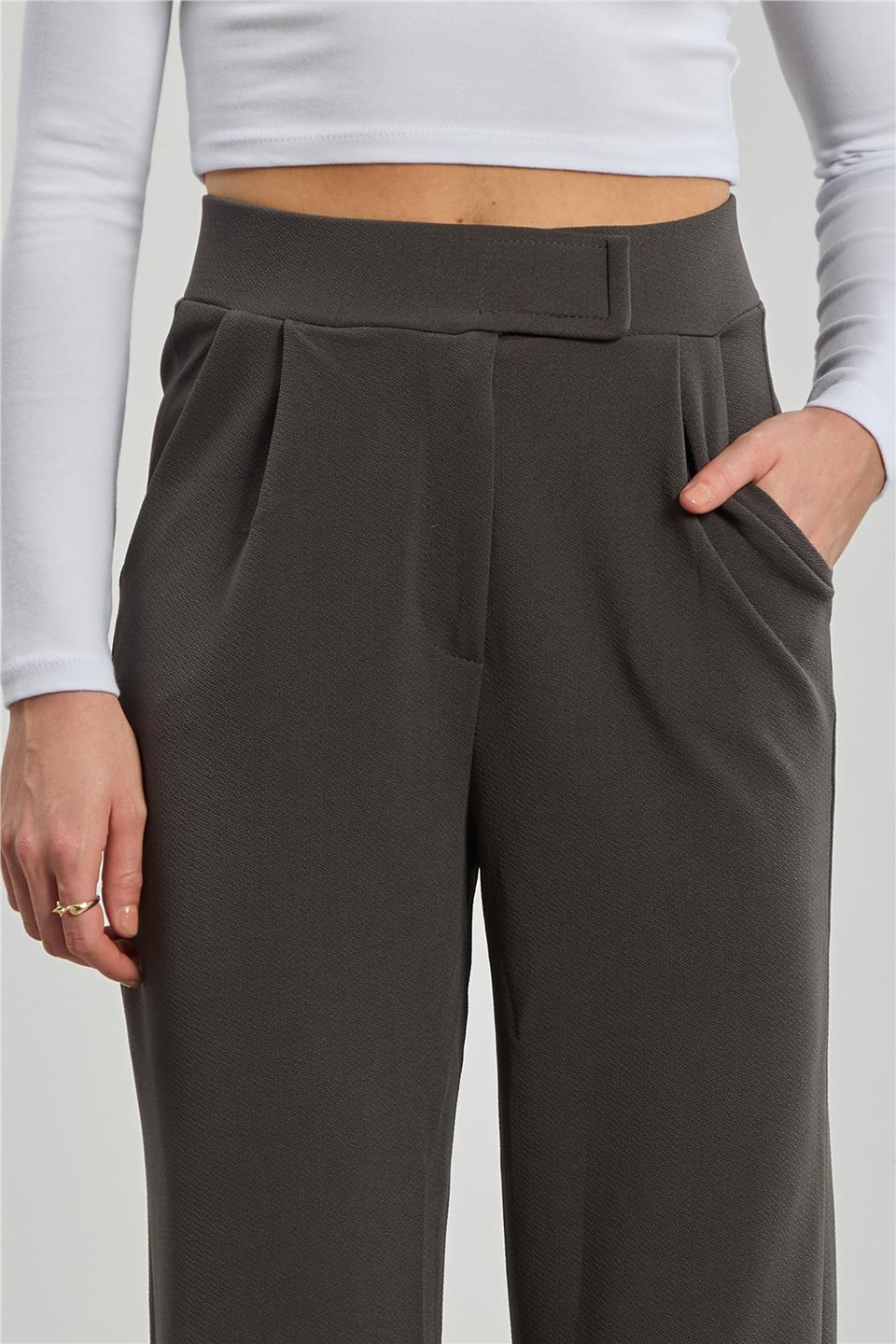Kadın Beli Cırtlı Pantolon - Antrasit 