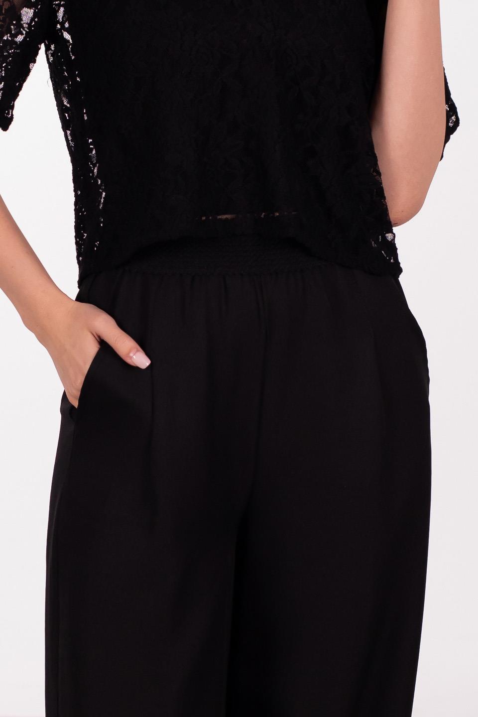Kadın Beli Lastikli Aerobin Bol Pantolon - Siyah