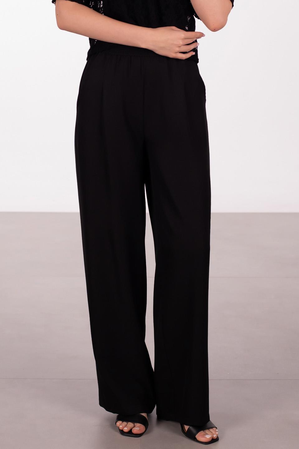 Kadın Beli Lastikli Aerobin Bol Pantolon - Siyah