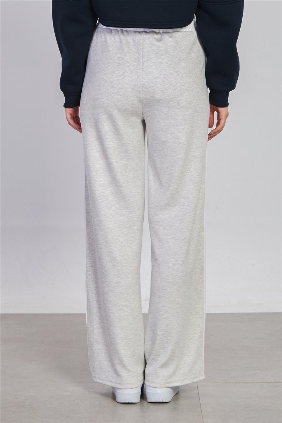 Kadın Beli Renk Garnili Eşofman Altı - Kar Melanj