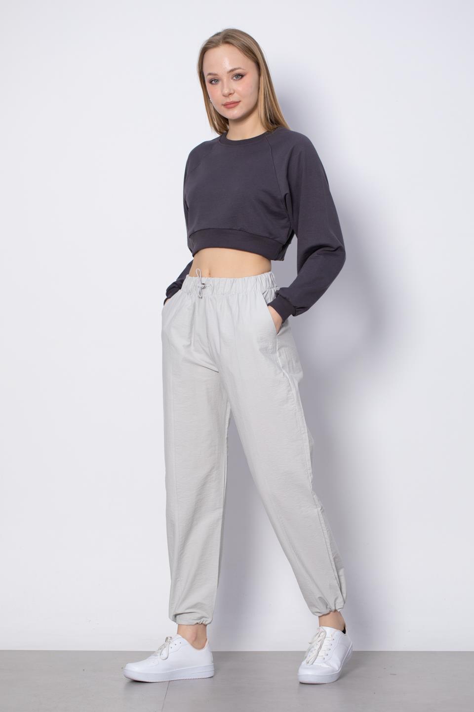 Bisiklet Yaka Kısa Sweatshirt - Antrasit