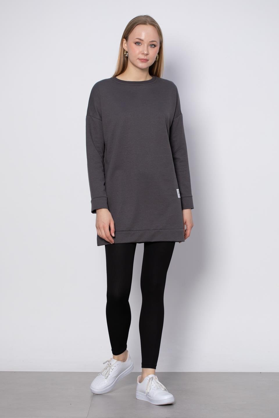 Bisiklet Yaka Mevsimlik Sweatshirt - Antrasit