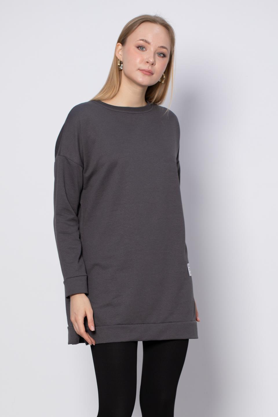 Bisiklet Yaka Mevsimlik Sweatshirt - Antrasit