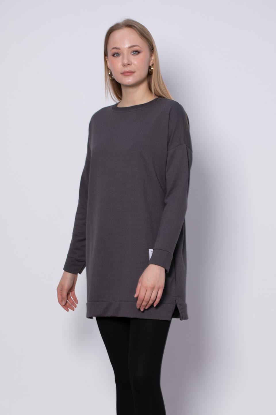 Bisiklet Yaka Mevsimlik Sweatshirt - Antrasit