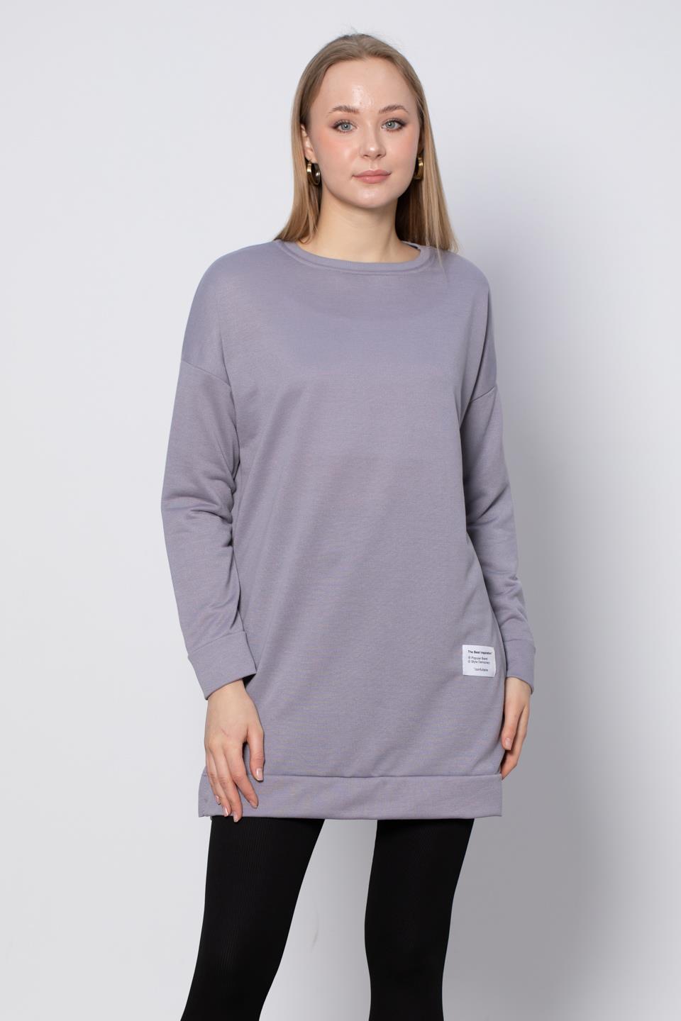 Bisiklet Yaka Mevsimlik Sweatshirt - Gri