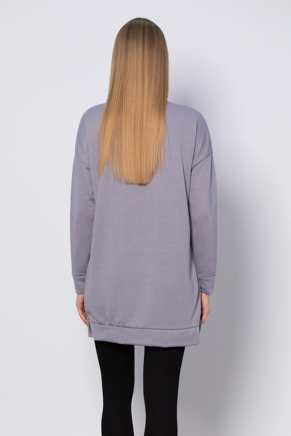 Bisiklet Yaka Mevsimlik Sweatshirt - Gri