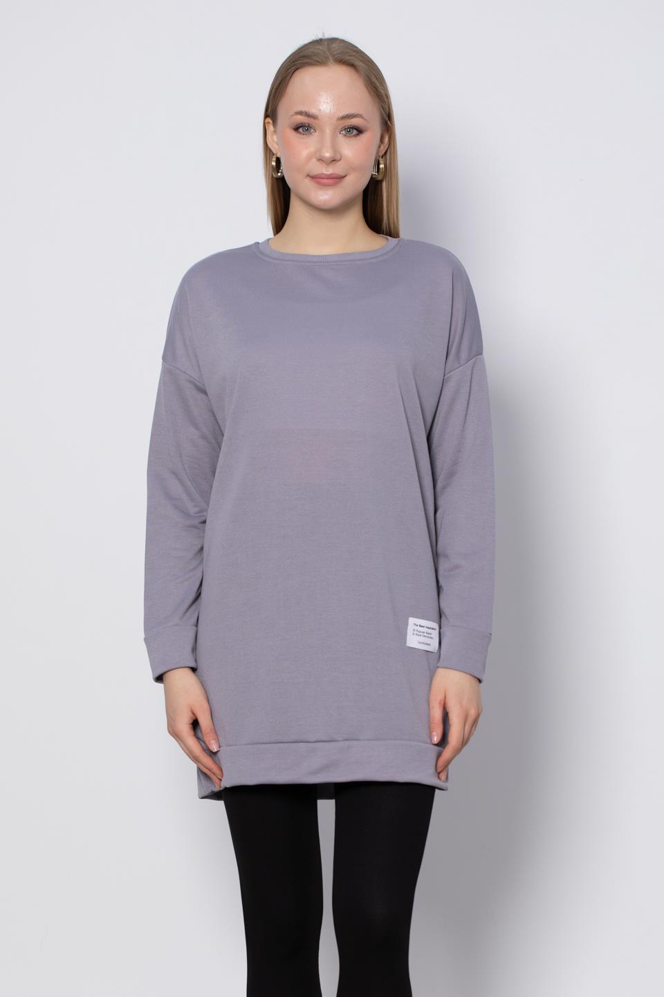 Bisiklet Yaka Mevsimlik Sweatshirt - Gri