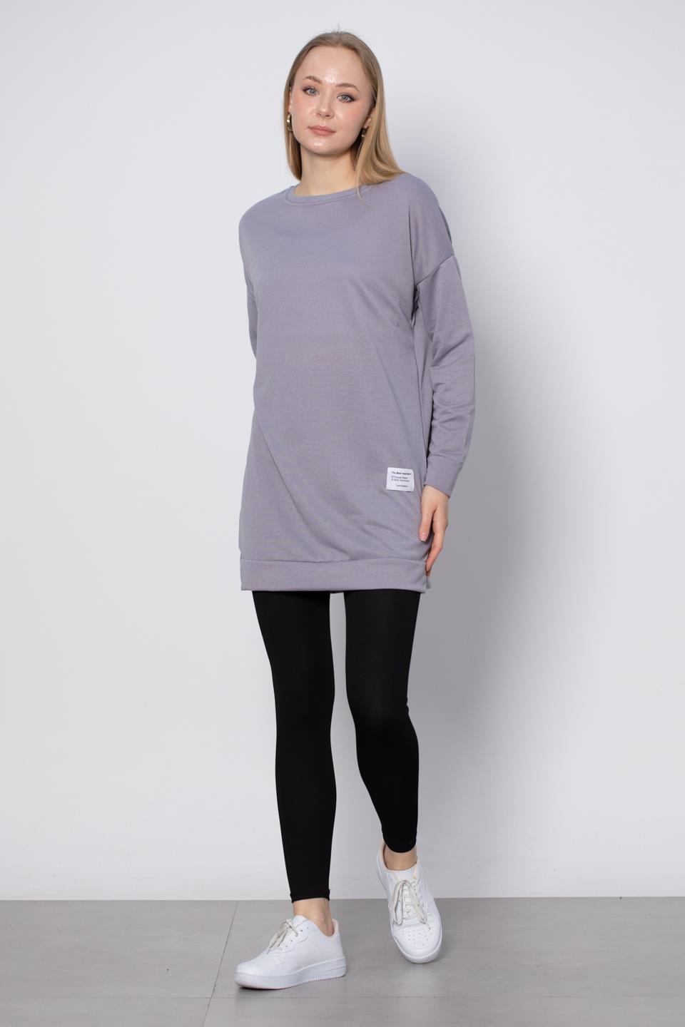 Bisiklet Yaka Mevsimlik Sweatshirt - Gri