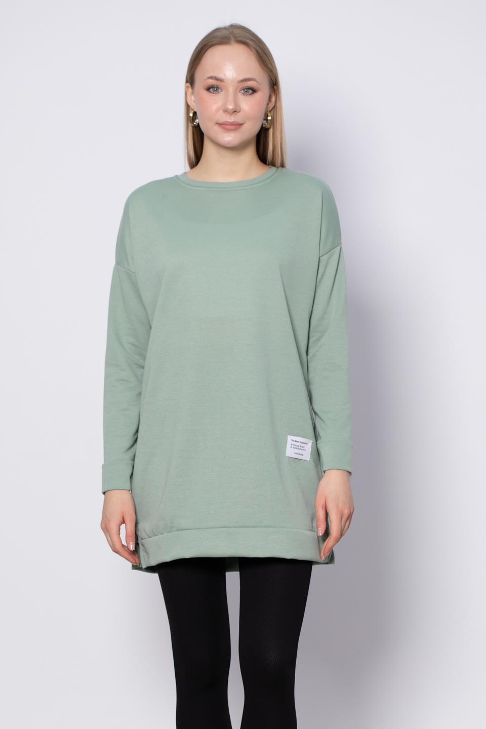 Bisiklet Yaka Mevsimlik Sweatshirt - Çağla