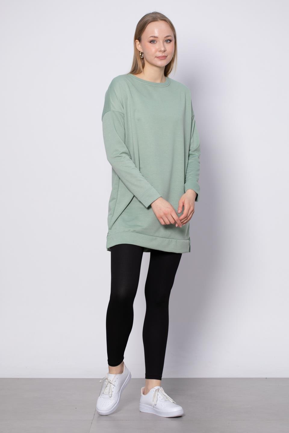 Bisiklet Yaka Mevsimlik Sweatshirt - Çağla