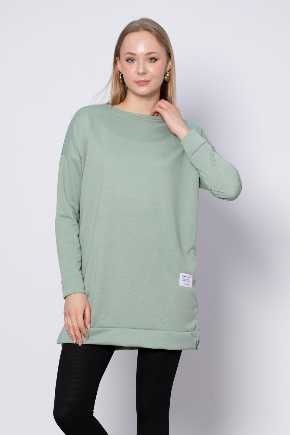 Bisiklet Yaka Mevsimlik Sweatshirt - Çağla
