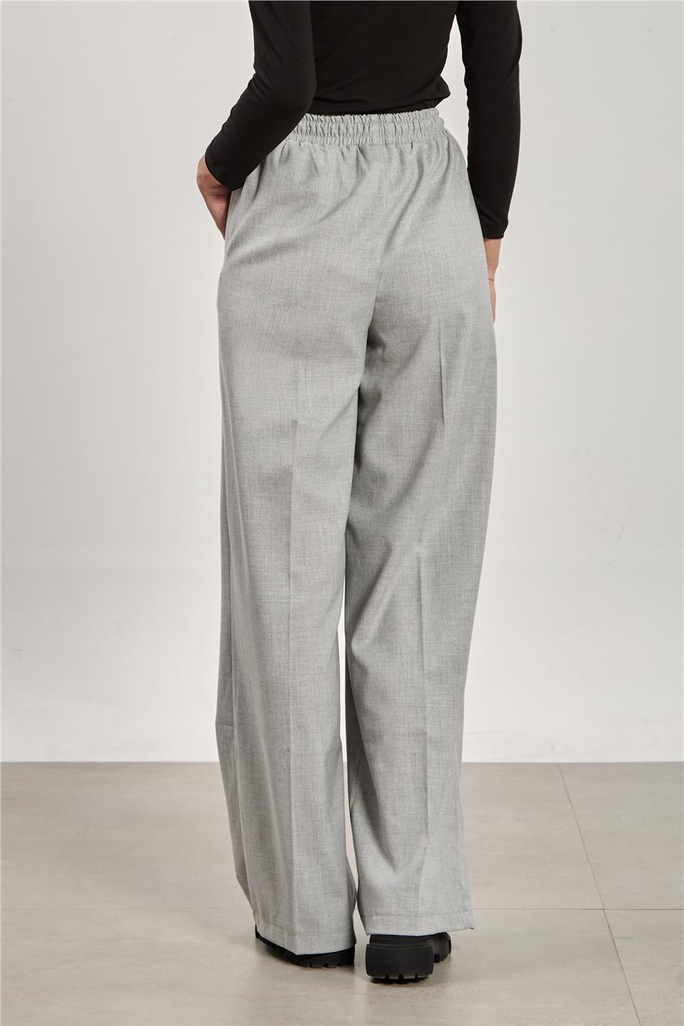Kadın Bol Paça Palazzo Pantolon - Okul Gri 