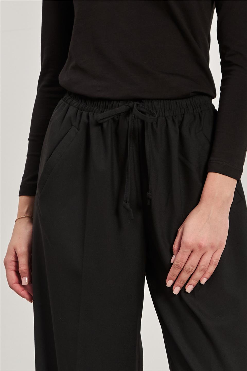 Kadın Bol Paça Palazzo Pantolon - Siyah
