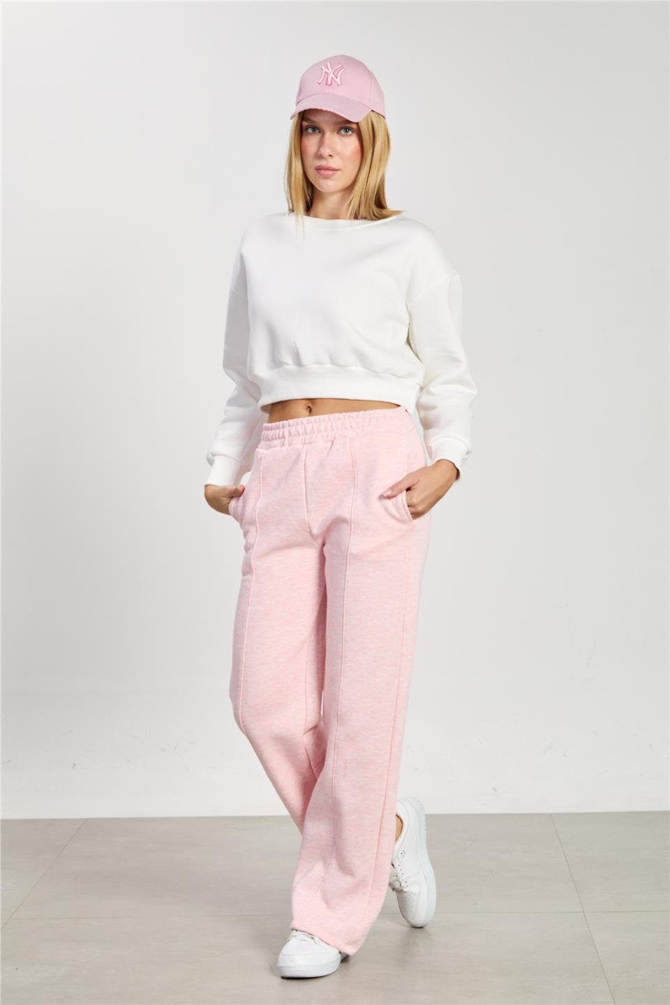 Kadın Çimalı Şardonlu Eşofman Altı - Pembe