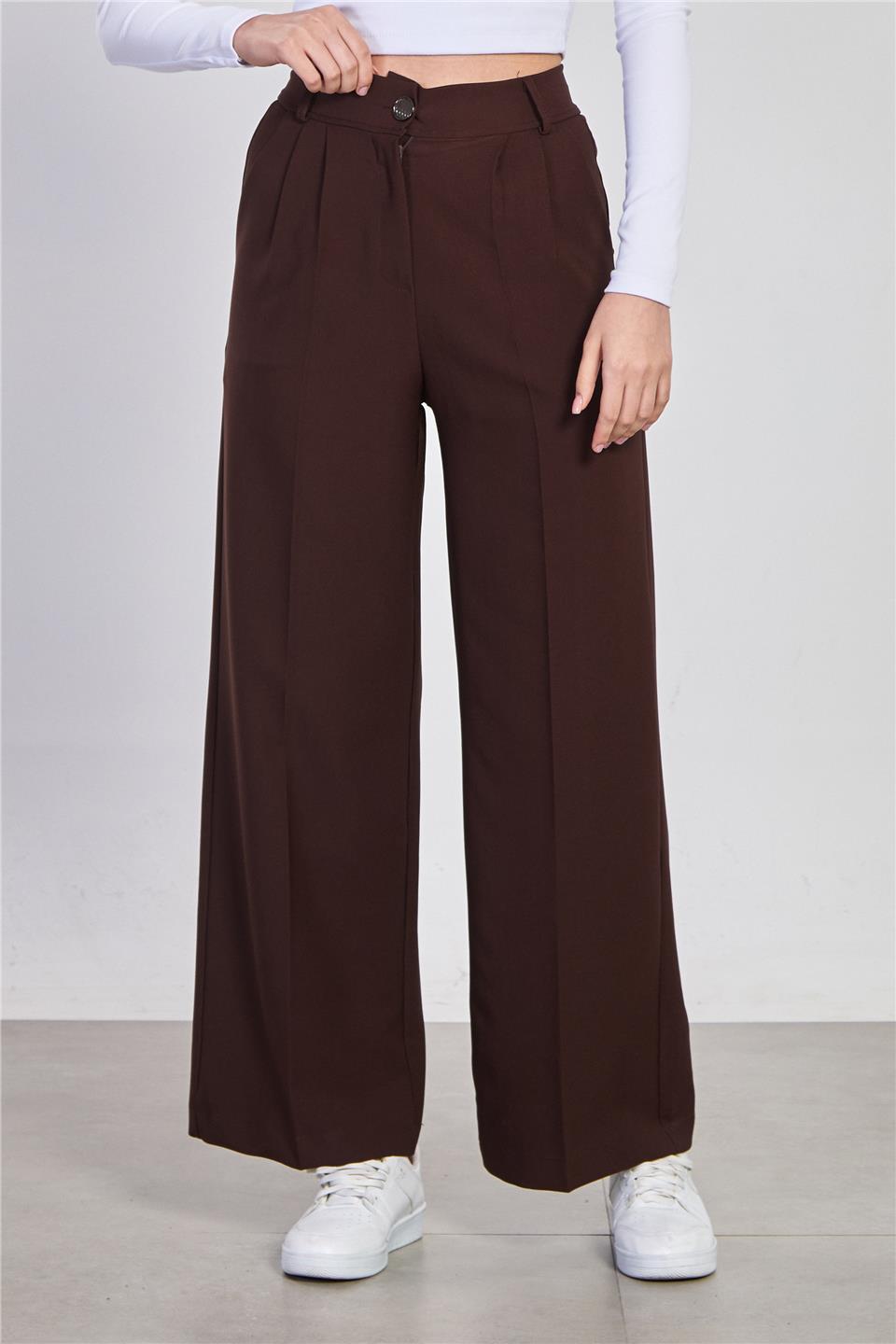 Kadın Double Palazzo Pantolon - Kahve